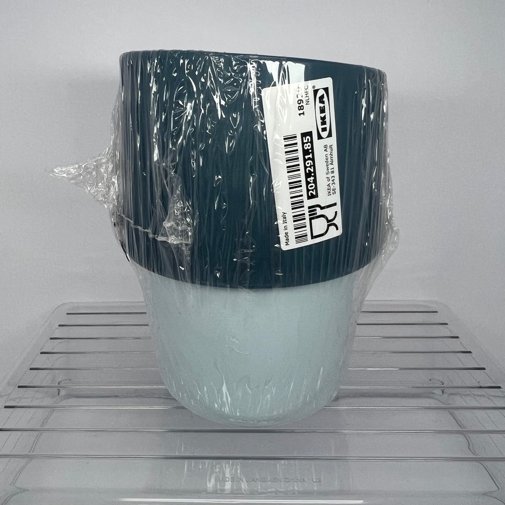 IKEA TROLIGTVIS Travel Coffee Mug Dark Green Light Blue Made in‎ Italy 20429185